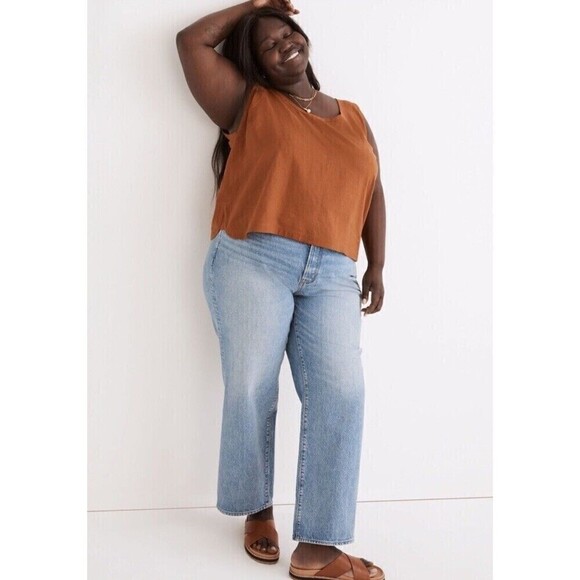 MADEWELL Hemp Blend Shirttail Tank Top Size 2X Burnt Orange NWT Modern Casual - Picture 1 of 13